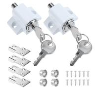 WiMas 2PCS Sliding Patio Lock Sliding Patio Door Catches Set Security Lock Window and Patio Door Window Bolt Sliding Security Locking Bolts with Keys, White