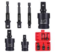 WiMas 6PCS Impact Universal Joint Socket Adapter Set Impact Driver Adapter Reducer Converter Adapter with 3PC Universal Joint Socket and 3PC Drill Adapter, 1/4" 3/8" 1/2" Socket Set