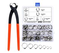 WiMas 85PCS 304 Stainless Steel 6-21mm Single Ear Hose Clamps, Hose Clamp Set, Cinch Clamp Rings Hose Clips with Clamp Pliers