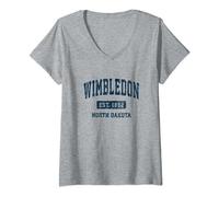 Wimbledon North Dakota ND Vintage Athletic Sports Design V-Neck T-Shirt
