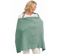 Wimist Wimst Muslin Nursing Cover Breastfeeding for Women, Soft and Breathable Breastfeeding Cover with Rigid Hoop for Nursing Apron (Roman Green)