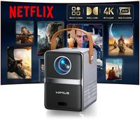 WiMiUS 4K Mini Projector Netflix Ready Smart Portable, 30000 Lumen Home Cinema Projector with 3D Dolby Audio Short Throw, TOF 1s Focus WiFi6 Bluetooth 5.4 HDR10 for Bedroom Outdoor Movies, Gifts
