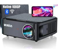 Wimius K1 Projector， Full HD 1080P 1200 ANSI Lumens 5G WiFi Bluetooth Projector, 2.4G+5G WiFi Wireless Screen Mirroring, 300 inch large screen experience, 4K Support, LED Home Cinema Video Projector 3