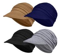 Wimnkuv 4 Pcs Soft Bamboo Baseball Cap for Women, Chemo Hats for Hair Loss, Black+light Gray+khaki+navy, One Size