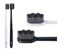 Wimolek Extra Soft Toothbrush for Sensitive Gums and Teeth. Micro Nano Toothbrushes with 20,000 Ultra Soft Bamboo Charcoal Bristles. Excellent Cleaning Effect (2 Pack) (Black Wave Bristle)