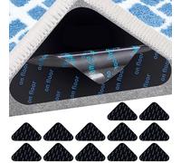 wimony 12 Pieces Rug Grippers,Anti Slip Rug Grips,Rug Stickers for Wooden and Hard Floors,Reusable Rug Anti Slip Pads(Black Tree Triangle 100 * 100mm) (Rounded Triangle)