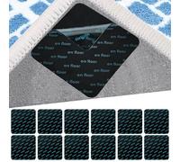 wimony 12 Pieces Rug Grippers,Anti Slip Rug Grips,Rug Stickers for Wooden and Hard Floors,Reusable Rug Anti Slip Pads(Black Square 100 * 100mm)
