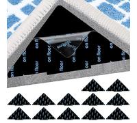 wimony 12 Pieces Rug Grippers，Anti Slip Rug Grips，Rug Stickers for Wooden and Hard Floors，Reusable Rug Anti Slip Pads(Black Tree Triangle 100 * 100mm)