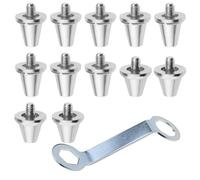 wimony 12Pcs Football Shoe Studs Replacement，Metal Studded Football Boots Compatible with Nike Compatible with Puma Compatible with New Balance (13mm + 15mm),Complimentary Wrench