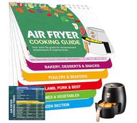 wimony Air Fryer Magnetic Cheat Sheet Recipe Cook Guide Book Celsius Centigrade Fahrenheit Cook Times Chart Cooking Measurements for Food Air Fryer Accessories Reference Guide