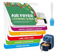 wimony Air Fryer Magnetic Cheat Sheet Recipe Cook Guide Book Celsius Centigrade Fahrenheit Cook Times Chart Cooking Measurements Food Air Fryer Accessories with a Brush