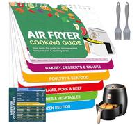 wimony Air Fryer Magnetic Cheat Sheet Recipe Cook Guide Book Celsius Centigrade Fahrenheit Cook Times Chart Cooking Measurements for Food Air Fryer Accessories with 2 Pcs Silicone Oil Brushes