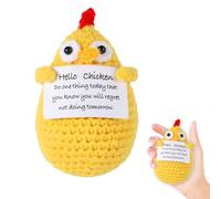 wimony Funny Little Yellow Chicken Positive Gifts,Mini Handmade Knitted Doll with Card,Motivational Gift,Reduce Pressure Toy Emotional Support for Birthday Gifts Office Give to Bosom Friend,Team