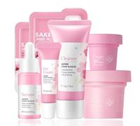 wimony Skincare Gifts For Teenage Girls, 7PCS Natural Cherry Blossom Skincare Gift Set, Pamper Skin Care Sets & Kits For Women with Cleanser, Face Serum, Eye Cream, Face Cream, Mud Mask & Face Mask
