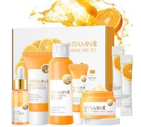 wimony Vitamin C Serum Skin Care Sets for Women Teenage Girls,Facial Kit,Includes Cleanser, Face Serum,Cream,Toner, Eye Cream,Frozen Film- Anti-Aging Daily Skin Care for All Skin Types(7 Pieces)