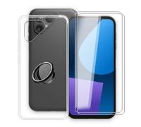 WIMSPEED Clear Case for Fairphone 5 (6.46") with 2 X Screen Protector + 360° Magnetic Ring Holder, Slim Shockproof Protective Cover Soft Silicone Phone Case for Fairphone 5