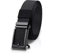 WIMSSERT Ratchet Belts for Men Casual Nylon Tactical Belt with Automatic Slide Buckle, Adjustable Trim to Fit, Black, 24"-39"
