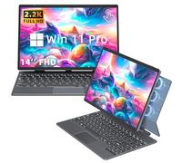 【Win 11 Pro/Office 2019】 2-in-1 Convertible Laptop, 14" 2.2K Touchscreen, Detachable Magnetic Keyboard, 12th Gen Alder Lake-N95, 16GB DDR5 RAM 1TB SSD, HD Camera, Cooling Fan, Type-C