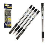 WIN 5 x 0.7mm Biro Tip Ball Pens Mystic BLACK Ballpoint Pens Soft Rubber Grip