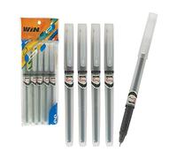 WIN 5 x 0.7mm Eee Quick Dry Fine BLACK Quality Ink Smooth Gel Pens Comfort Grip