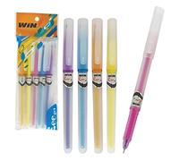 WIN 5 x 0.7mm Eee Quick Dry Fine BLUE Quality Ink Smooth Gel Pens Comfort Grip