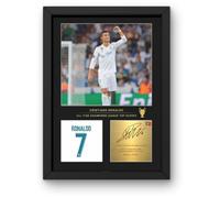 Win FC Cristiano Ronaldo A4 Framed Photo Display - Reproduced Digital Signature - Gift For Real Madrid Fans