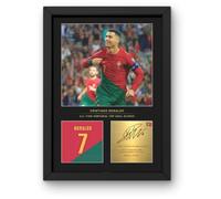 Win FC Cristiano Ronaldo Signed A4 Framed Photo Display - Reproduced Digital Signature - Gift For Portugal Fans