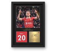 Win FC Diogo Jota A4 Framed Photo Display - Reproduced Digital Signature - Gift For Liverpool Fans