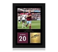 Win FC Jarrod Bowen A4 Framed Photo Display - Reproduced Digital Signature - Gift For West Ham Fans