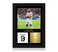 Win FC Kylian Mbappe A4 Framed Photo Display - Reproduced Digital Signature - Gift For Real Madrid Fans