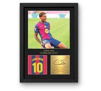 Win FC Lamine Yamal A4 Framed Photo Display - Reproduced Digital Signature- Gift for Barcelona Fans