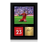 Win FC Luis Diaz Signed A4 Framed Photo Display - Reproduced Digital Signature - Gift For Liverpool Fans