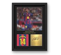 Win FC Marcus Rashford A4 Framed Photo Display - Reproduced Digital Signature - Gift For Barcelona Fans