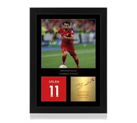 Win FC Mo Salah Signed A4 Framed Photo Display - Reproduced Digital Signature - Gift For Liverpool Fans