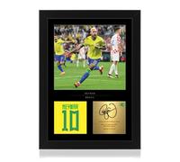 Win FC Neymar Jr A4 Framed Photo Display - Reproduced Digital Signature - Gift For Brazil Fans