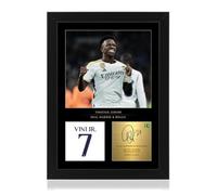 Win FC Vinicius Junior Signed A4 Framed Photo Display - Reproduced Digital Signature - Gift For Real Madrid