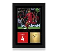 Win FC Virgil Van Dijk A4 Framed Photo Display - Reproduced Digital Signature - Gift For Liverpool Fans
