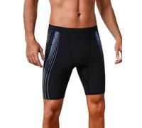 WIN.MAX Men's Swimming Trunks Quick Dry Beach Board Swim Shorts with Mesh Lining & Elastic Drawstring （Black+Blue,L