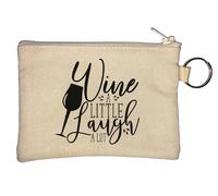 Wina A Little Laugh A Lot Line Art Key Chain Coin Purse Beige