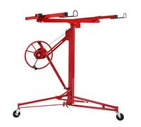 Winado 11 FT Drywall Lift Panel Rolling Hoist Jack Lifter Sheetrock, Drywall Lifting Construction Tools Caster Wheel with Adjustable Telescopic Arm, Red