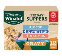 WINALOT Friday Suppers Mixed Variety Fish in Gravy Wet Dog Food 12x100g, Pack of 4