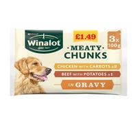 Winalot Meaty Chunks in Gravy 3 x 100g (300g) (Pack of 12)