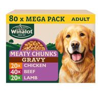 WINALOT Meaty Chunks Mixed in Gravy Wet Dog Food 80x100g