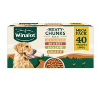 WINALOT Meaty Chunks Mixed in Gravy Wet Dog Food Pouches 40x100g