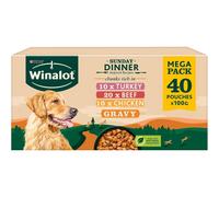 WINALOT Sunday Dinner Mixed in Gravy Wet Dog Food Pouches 40x100g