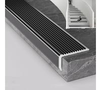 WInara 90cm Non Slip Transition Strip/Stair Nosing Edge Protector, Aluminum Alloy L-Shaped Stair Edge Trim For Indoor Outdoor Stair Steps, Wide 3cm/4cm/5cm/7cm/10cm(Black,W10cm)