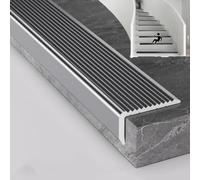 WInara 90cm Non Slip Transition Strip/Stair Nosing Edge Protector, Aluminum Alloy L-Shaped Stair Edge Trim For Indoor Outdoor Stair Steps, Wide 3cm/4cm/5cm/7cm/10cm(Grey,W5cm)