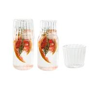 WINARA Bedside Water Carafe and Glass Set,2 Pack Water Carafe with Glass Cup for Nightstand,Bedside Water Carafe with Tumbler,Relief Glass Pitcher and Cup for Night,20 OZ