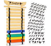 Winartton 12 Belts Bamboo Karate Belt Display Rack, Taekwondo Belt Display Rack Personalized with Stickers, Martial Arts Belt Display, No Assembly Required, Belt Holder for Adult