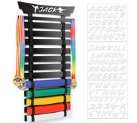 Winartton 12 Belts Karate Belt Display Rack with Stickers, Martial Arts Belt Display Holder, Taekwondo Belt Jiu Jitsu Belt Bjj Belt Display Hanging Holder for Adults